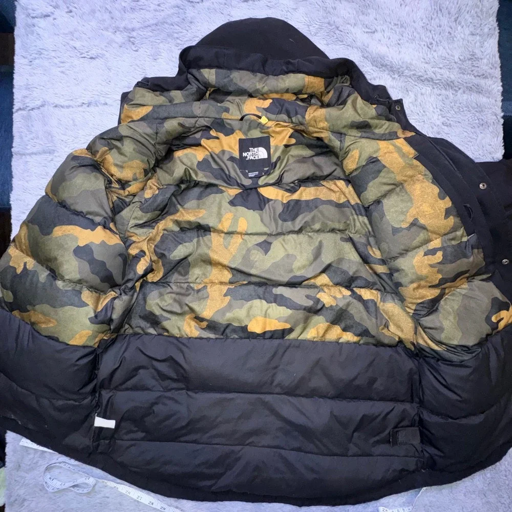 The North Face Men Large Balham 550 Down Warm Insulated Winter Jacket Black Camo - Picture 12 of 16